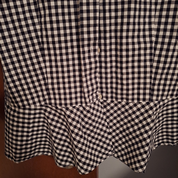 Lauren Ralph Lauren Women's Blk/Wht Peplum Pleated Shirt with Pink Trim Size 10 - Picture 5 of 6